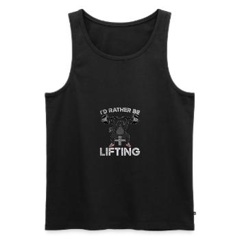 Lustige Katze Workout Training Fitnessstudio - Männer Premium Bio Tank Top - Schwarz - Vorne - Michal (187cm)