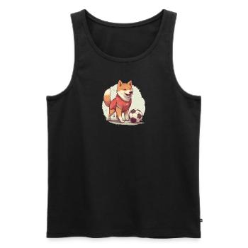 Chien japonais Shiba Inu, sport de football, hobby - Débardeur bio Premium Homme - noir - Devant - Michal (187cm)