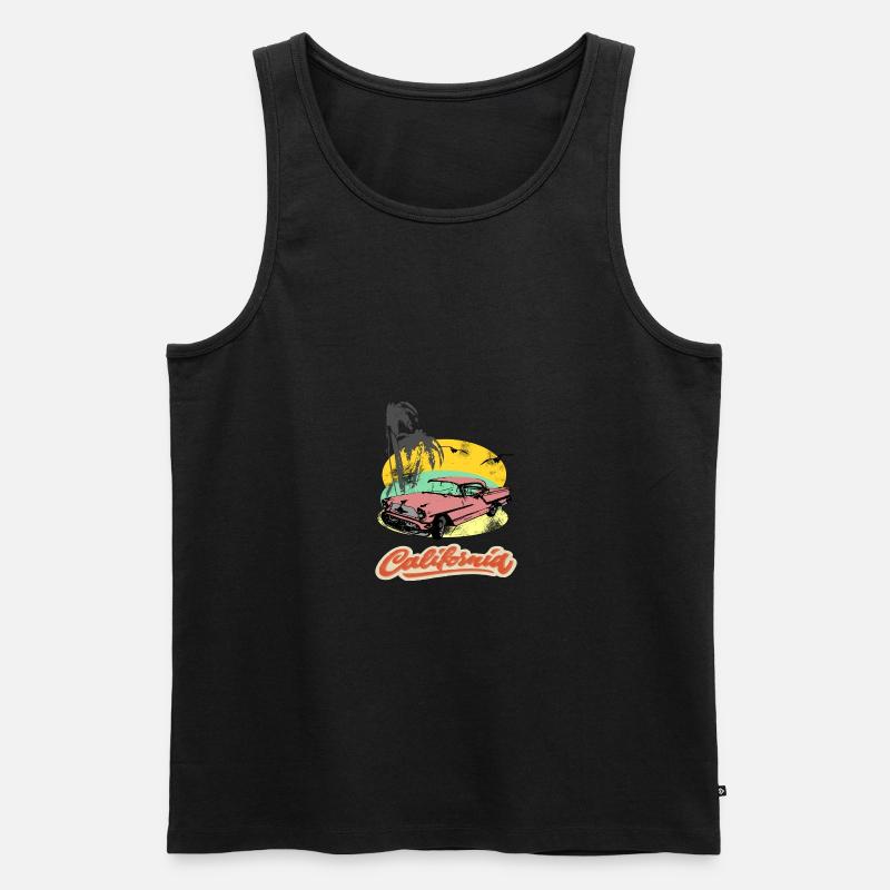 US Oldtimer am Strand - Männer Premium Bio Tank Top - Schwarz