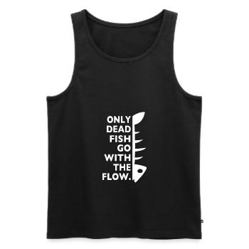only dead fish go with the flow - Männer Premium Bio Tank Top - Schwarz - Vorne - AI Model Male 178 light (178cm)