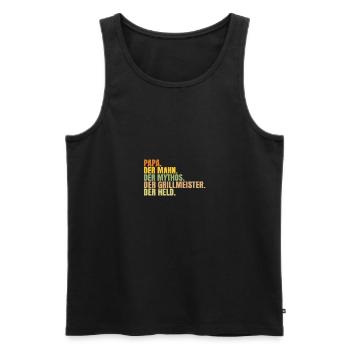 Papa Mann Mythos Ehemann Grillmeister Held - Männer Premium Bio Tank Top - Schwarz - Vorne - Michal (187cm)