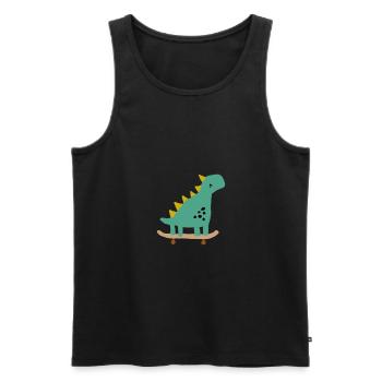 Skateboard Dinosaurier Dino Skate - Männer Premium Bio Tank Top - Schwarz - Vorne - Michal (187cm)