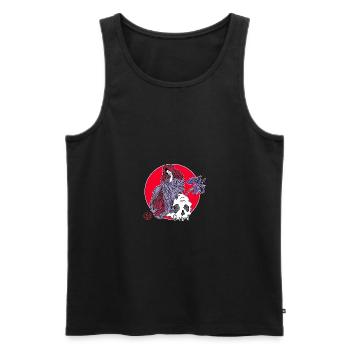 Jigoku dayu crane et iris - Débardeur bio Premium Homme - noir - Devant - Michal (187cm)