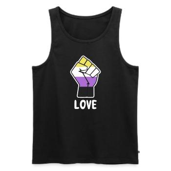 Liebe Nonbinary Pride Faust Design für Equality - Männer Premium Bio Tank Top - Schwarz - Vorne - Michal (187cm)