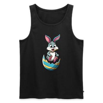 Joyeuses Pâques - Lapin de Pâques - Oeuf de Pâques - Dessin animé - Débardeur bio Premium Homme - noir - Devant - Michal (187cm)