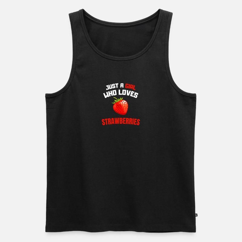 Erdbeer Liebhaber Mädchen Geschenk Erdbeere - Männer Premium Bio Tank Top - Schwarz