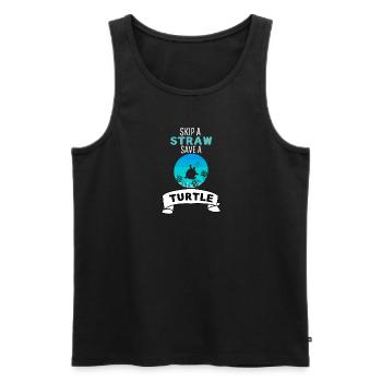 Rétro Océan Amoureux des animaux Protection du climat Tortue - Débardeur bio Premium Homme - noir - Devant - Michal (187cm)