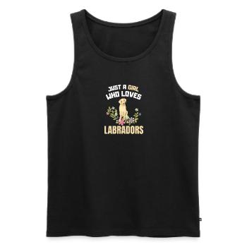 Fleurs Chiens Filles Idée cadeau Labrador - Débardeur bio Premium Homme - noir - Devant - Michal (187cm)