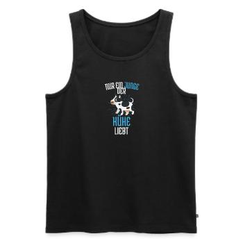Nur ein Junge der Kühe liebt Bauernhof Tier Kuh - Männer Premium Bio Tank Top - Schwarz - Vorne - Michal (187cm)