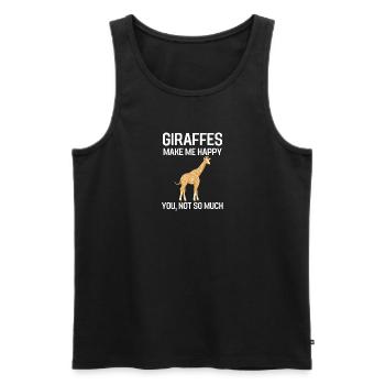 Cadeau drôle d'amant d'animal de zoo d'Afrique girafe - Débardeur bio Premium Homme - noir - Devant - Michal (187cm)
