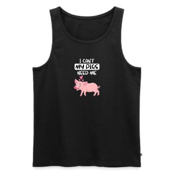Fermier d’animaux de ferme Drôle de cochon cadeau - Débardeur bio Premium Homme - noir - Devant - Michal (187cm)