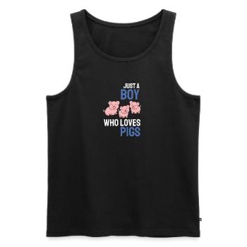 Farm Animal Lovers Boy Gift Pig - Men's Premium Organic Tank Top - black - Front - AI Model Male 178 light (178cm)