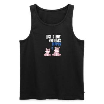 Afrika Zoo Tier Hippo Jungen Geschenk Nilpferd - Männer Premium Bio Tank Top - Schwarz - Vorne - Michal (187cm)