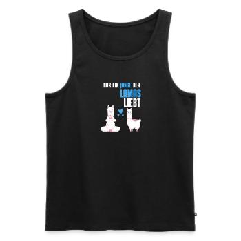 Tierliebhaber Lama Jungs Geschenk Alpaka - Männer Premium Bio Tank Top - Schwarz - Vorne - Michal (187cm)