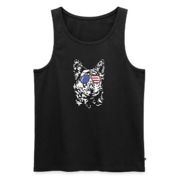 Hungarian Mudi America Flag Sunglasses Dogs - Men's Premium Organic Tank Top - black - Front - Michal (187cm)
