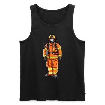 Firefighter, firefighter, brave, heroic - Men's Premium Organic Tank Top - black - Front - AI Model Male 178 light (178cm)