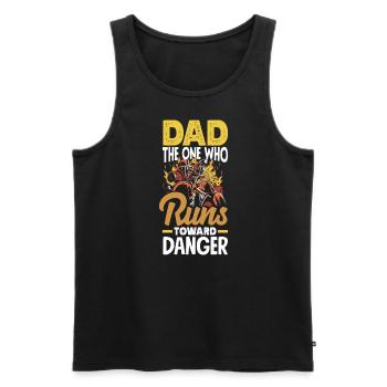 Papa celui qui court vers le danger Pompiers - Débardeur bio Premium Homme - noir - Devant - Michal (187cm)