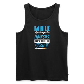 Wissen, wo es hingehört Krankenpfleger - Männer Premium Bio Tank Top - Schwarz - Vorne - Michal (187cm)
