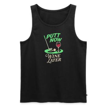 Putt jetzt Wein später - Männer Premium Bio Tank Top - Schwarz - Vorne - AI Model Male 178 light (178cm)