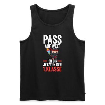 1.Klasse Ninja Schulanfänger Geschenk - Männer Premium Bio Tank Top - Schwarz - Vorne - Michal (187cm)