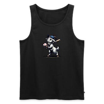 Cute Goat Playing Baseball Animal Lover Farm - Men's Premium Organic Tank Top - black - Front - Michal (187cm)