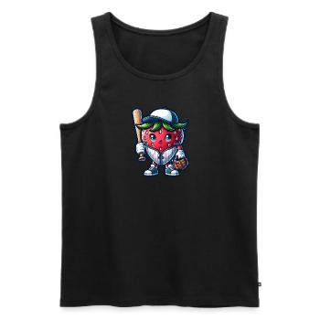 Funny Baseball Strawberry Player Sport Design - Männer Premium Bio Tank Top - Schwarz - Vorne - Michal (187cm)