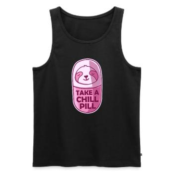 Take A Chill Pill Faultier Sloth Kawaii - Männer Premium Bio Tank Top - Schwarz - Vorne - AI Model Male 178 light (178cm)