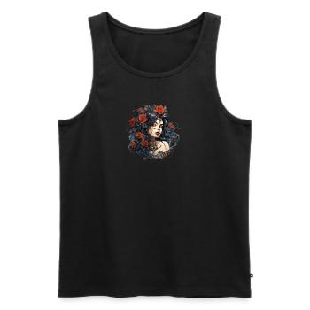 Beautiful Gothic Rose Queen Illustration - Men's Premium Organic Tank Top - black - Front - AI Model Male 178 light (178cm)