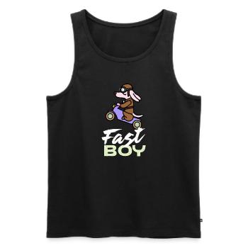 Fast Boy Teckel Chien Cadeau Wiener Dog - Débardeur bio Premium Homme - noir - Devant - AI Model Male 178 light (178cm)