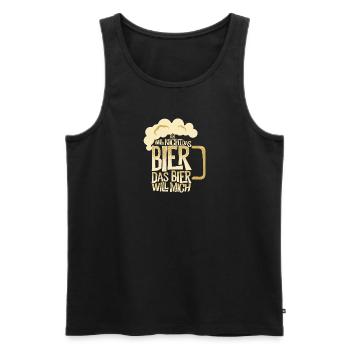 Ich will nicht das Bier das Bier will mich - Männer Premium Bio Tank Top - Schwarz - Vorne - Michal (187cm)