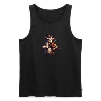 Coole Ziege Spielt Violine Auf Der Farm - Männer Premium Bio Tank Top - Schwarz - Vorne - Michal (187cm)