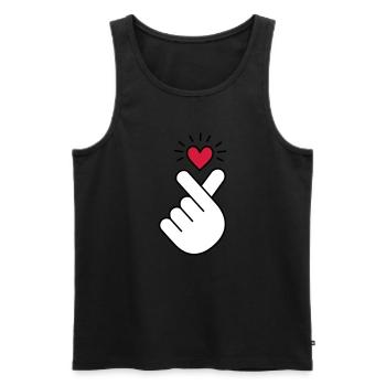 Coeur K-pop, symbole de la musique pop Corée K, doigt, main - Débardeur bio Premium Homme - noir - Devant - AI Model Male 178 light (178cm)