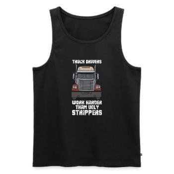 TRUCKER: Truck Drivers Work Harder - Männer Premium Bio Tank Top - Schwarz - Vorne - Michal (187cm)