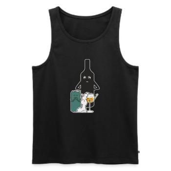 Bier in Weinglas - Männer Premium Bio Tank Top - Schwarz - Vorne - Michal (187cm)