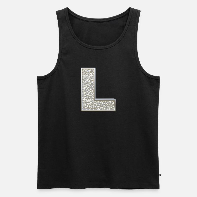 L, letter, initial, monogram, - Männer Premium Bio Tank Top - Schwarz