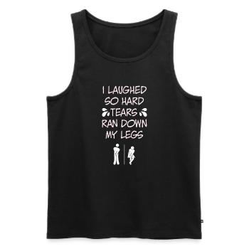Gelacht, dass Tränen meine Beine runter liefen - Männer Premium Bio Tank Top - Schwarz - Vorne - Michal (187cm)