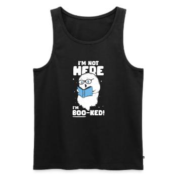 Bin beschäftigt - Boo ked - Geister Buch - Männer Premium Bio Tank Top - Schwarz - Vorne - Michal (187cm)