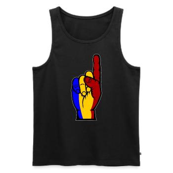 Romania flag number 1 used used - Men's Premium Organic Tank Top - black - Front - AI Model Male 178 light (178cm)