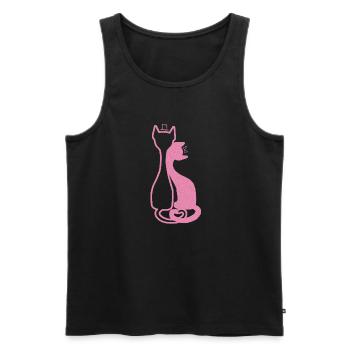 Elegant Cat Couple – Pink - Men's Premium Organic Tank Top - black - Front - AI Model Male 178 light (178cm)