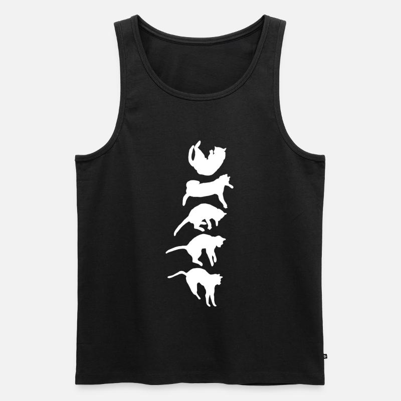 Aufrichtreflex der fallenden Katze - Männer Premium Bio Tank Top - Schwarz