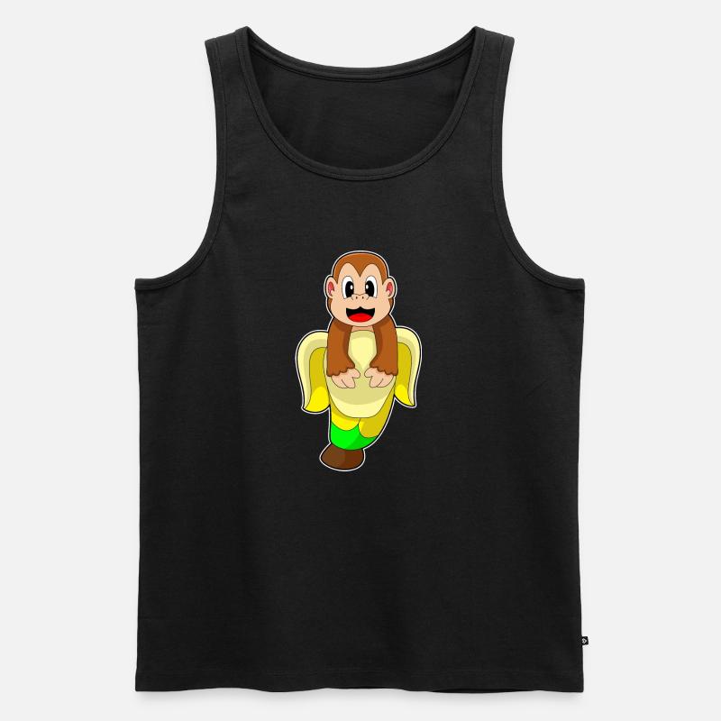 Affe Banane - Männer Premium Bio Tank Top - Schwarz