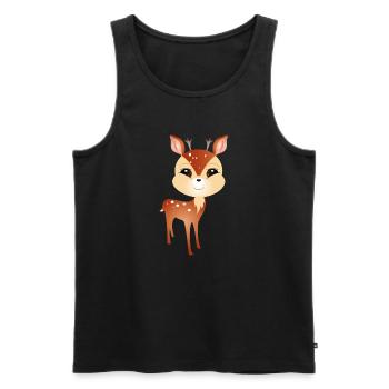 niedlicher kleiner Rehbock mit großem Geweih - Männer Premium Bio Tank Top - Schwarz - Vorne - Michal (187cm)