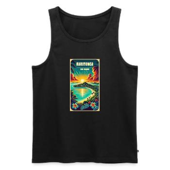 Soleil vintage des îles Cook à Parotonga - Débardeur bio Premium Homme - noir - Devant - Michal (187cm)