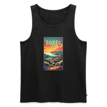 Korfu Griechenland Paradies Design - Männer Premium Bio Tank Top - Schwarz - Vorne - AI Model Male 178 light (178cm)