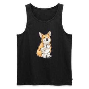 Corgi Coffee Mug - Men's Premium Organic Tank Top - black - Front - AI Model Male 178 light (178cm)