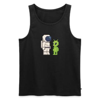 Pixel Astronaut rencontre Alien - Débardeur bio Premium Homme - noir - Devant - Michal (187cm)
