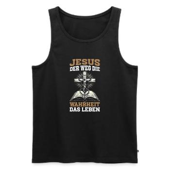 Jesus The Way The Truth The Christian Life - Men's Premium Organic Tank Top - black - Front - Michal (187cm)