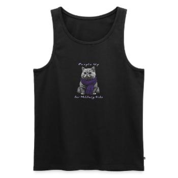 Lila für Militärkinder mit niedlicher Chonk-Katze - Männer Premium Bio Tank Top - Schwarz - Vorne - AI Model Male 178 light (178cm)