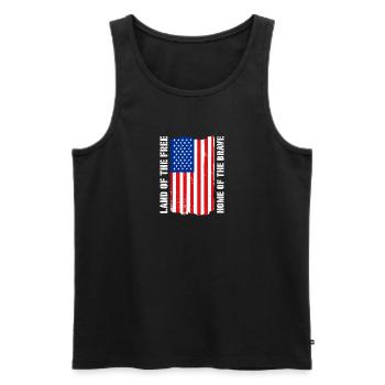 Terre de l’Amérique libre Drapeau des États-Unis Liberté de foi - Débardeur bio Premium Homme - noir - Devant - Michal (187cm)