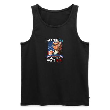They Hate Us Cuz They Ain't Us USA American Flag - Men's Premium Organic Tank Top - black - Front - Michal (187cm)